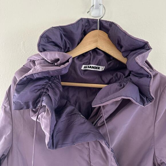 Jil Sander Asymmetrical Zipper Puff Mid Length Coat Jacket Size 38 Lavender - Picture 8 of 9